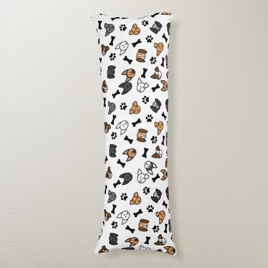 Leuke Schattigee Hondenrassen met Botten en Paw Pr Lichaamskussen (Voorkant Verticaal)