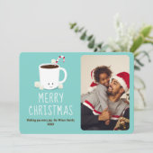 Leuke Schattigee Hot Chocolate Foto Kerstmis Feestdagenkaart (Staand voorkant)