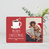 Leuke Schattigee Hot Chocolate Foto Kerstmis Feestdagenkaart (Staand voorkant)