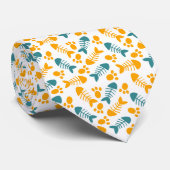 Leuke, Schattigee kattenpoot en visbotpatroon Stropdas (Opgerold)