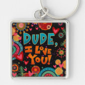 Leuke Schattigee kerel Ik hou van je Inspirivity Sleutelhanger (Voorkant)