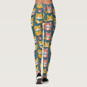 Leuke Schattigee Kleurrijke Kawaii Kat Yellow Cats Leggings (Achterkant)