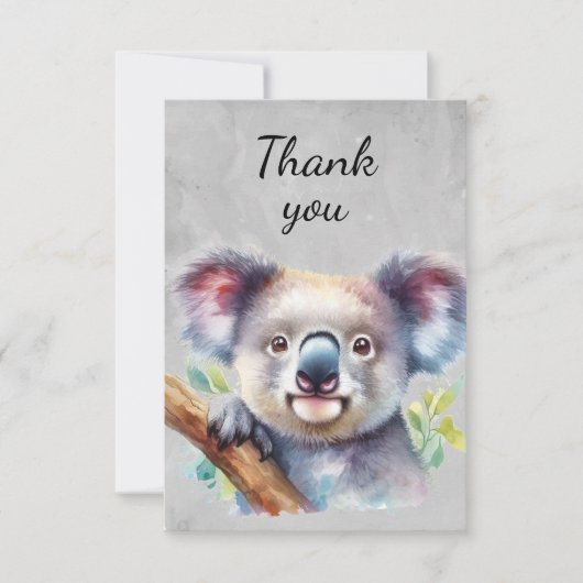 Leuke Schattigee Koala Beer Wildlife Dierlijke Bed Bedankkaart (Voorkant)