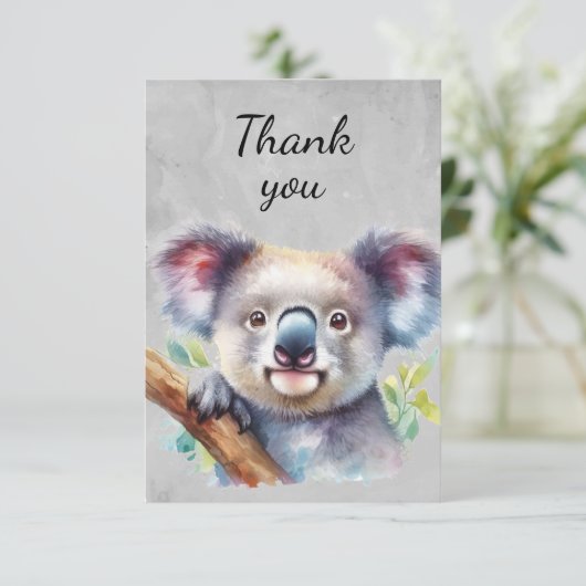 Leuke Schattigee Koala Beer Wildlife Dierlijke Bed Bedankkaart (Staand voorkant)
