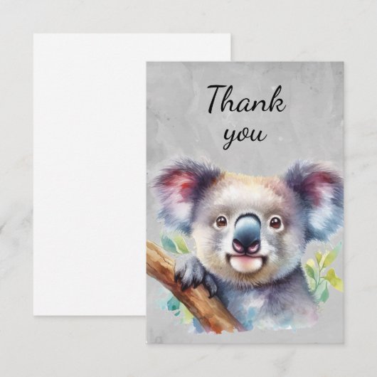 Leuke Schattigee Koala Beer Wildlife Dierlijke Bed Bedankkaart (Voorkant / Achterkant)
