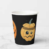 Leuke Schattigee Pompoen Carving Halloween Party Papieren Bekers (Achterkant)