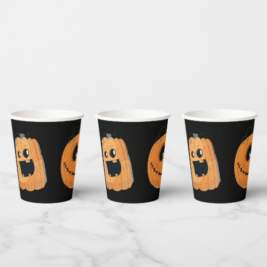 Leuke Schattigee Pompoen Carving Halloween Party Papieren Bekers (Multi)