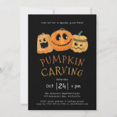 Leuke Schattigee Pompoen Carving Halloween Party U Feestdagenkaart (Voorkant)