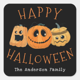 Leuke Schattigee Pompoen Jack O'Lantern Halloween  Vierkante Sticker