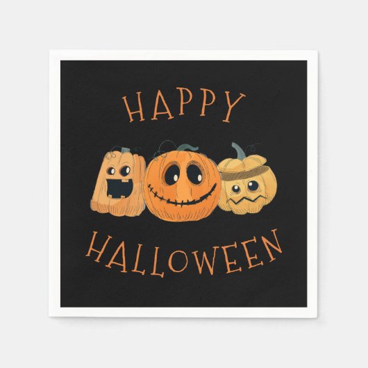 Leuke Schattigee Pompoen Jack O'Lanterns Halloween Servet (Voorkant)