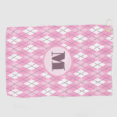 Leuke Schattigee roze preppy argyle aangepaste mon Golfhanddoek (Horizontaal)