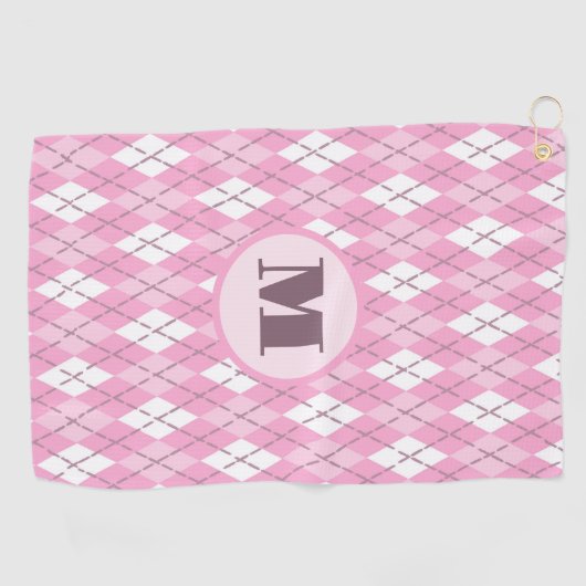 Leuke Schattigee roze preppy argyle aangepaste mon Golfhanddoek (Horizontaal)
