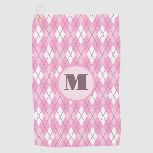 Leuke Schattigee roze preppy argyle aangepaste mon Golfhanddoek (Voorkant)