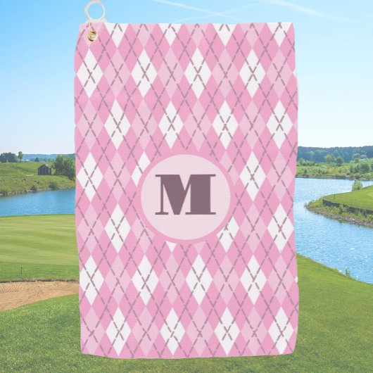 Leuke Schattigee roze preppy argyle aangepaste mon Golfhanddoek