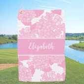 Leuke Schattigee roze preppy bloem aangepaste naam Golfhanddoek