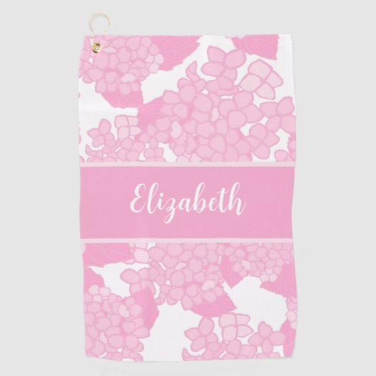 Leuke Schattigee roze preppy bloem aangepaste naam Golfhanddoek (Voorkant)