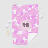 Leuke Schattigee roze preppy bloemen op maat monog Golfhanddoek (Insitu)