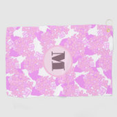 Leuke Schattigee roze preppy bloemen op maat monog Golfhanddoek (Horizontaal)