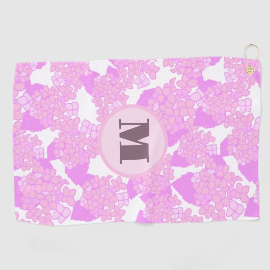 Leuke Schattigee roze preppy bloemen op maat monog Golfhanddoek (Horizontaal)