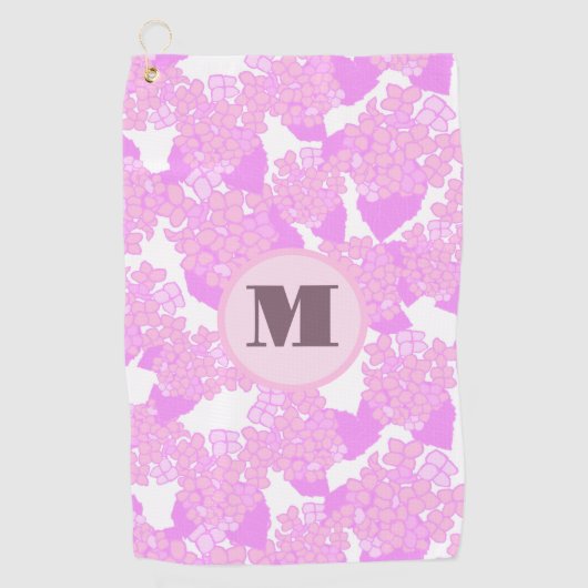 Leuke Schattigee roze preppy bloemen op maat monog Golfhanddoek (Voorkant)