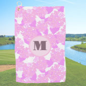 Leuke Schattigee roze preppy bloemen op maat monog Golfhanddoek