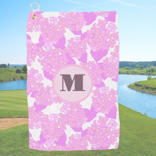 Leuke Schattigee roze preppy bloemen op maat monog Golfhanddoek