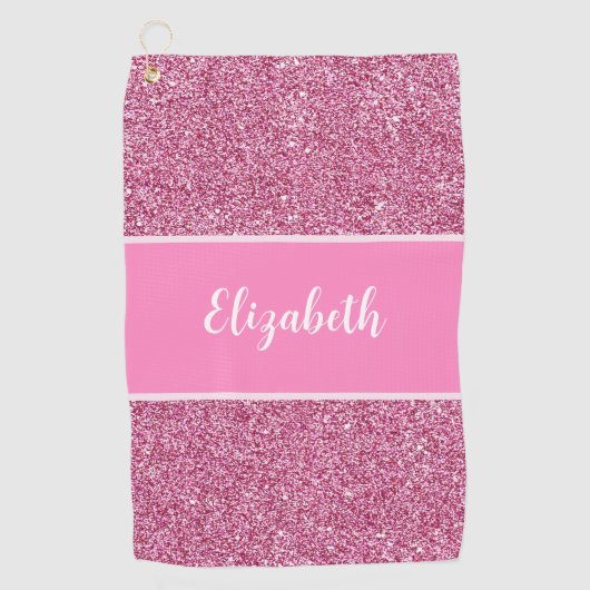 Leuke Schattigee roze preppy glitter aangepaste na Golfhanddoek (Voorkant)