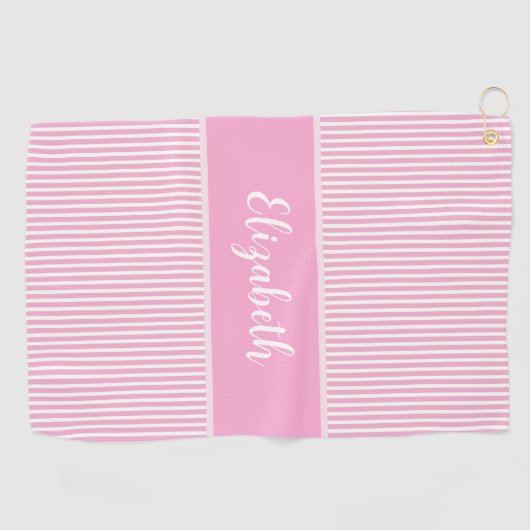 Leuke Schattigee roze preppy streep aangepaste naa Golfhanddoek (Horizontaal)