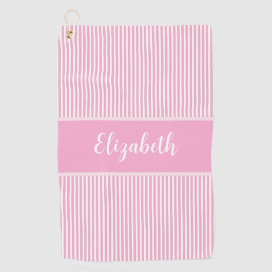 Leuke Schattigee roze preppy streep aangepaste naa Golfhanddoek (Voorkant)