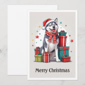 Leuke Schattigee Siberische Husky Kerstman Kerstho Feestdagenkaart (Voorkant / Achterkant)