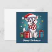 Leuke Schattigee Siberische Husky Kerstman Kerstho Feestdagenkaart (Voorkant / Achterkant)