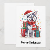Leuke Schattigee Siberische Husky Kerstman Kerstho Feestdagenkaart (Voorkant / Achterkant)