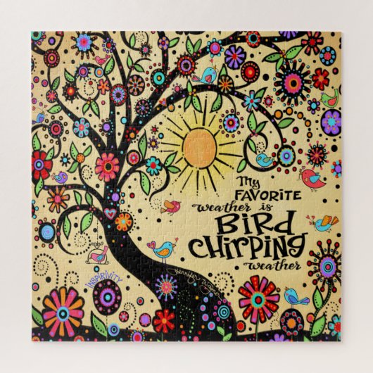 Leuke Schattigee Spring Bird Chirping Weer Inspira Legpuzzel (Verticaal)
