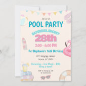 Leuke Schattigee Summer Pool Verjaardagsfeestje Ui Kaart (Voorkant)