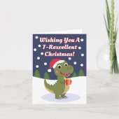Leuke Schattigee T-rex kerst Wenskaart Kaart (Voorkant)