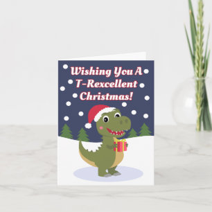 Leuke Schattigee T-rex kerst Wenskaart Kaart