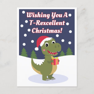 Leuke Schattigee T-rex Kerstgroet Post Kaart