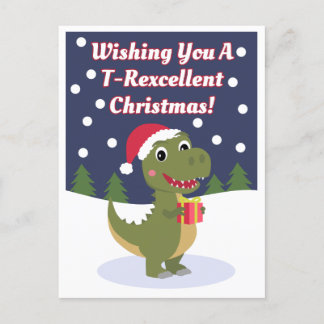 Leuke Schattigee T-rex Kerstgroet Post Kaart