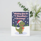 Leuke Schattigee T-rex Kerstgroet Post Kaart (Staand voorkant)
