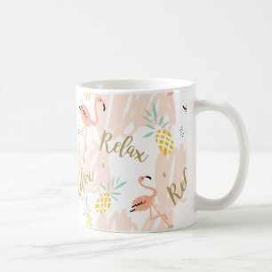 Leuke Schattigee Tropische Pastel Ananas Roze Flam Koffiemok
