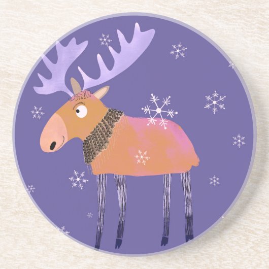 Leuke Schattigee Winter Moose Onderzetter (Voorkant)