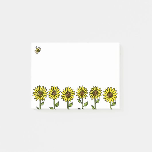 Leuke Schattigee Zonnebloemen en Bumble Bee Post-it® Notes (Voorkant)