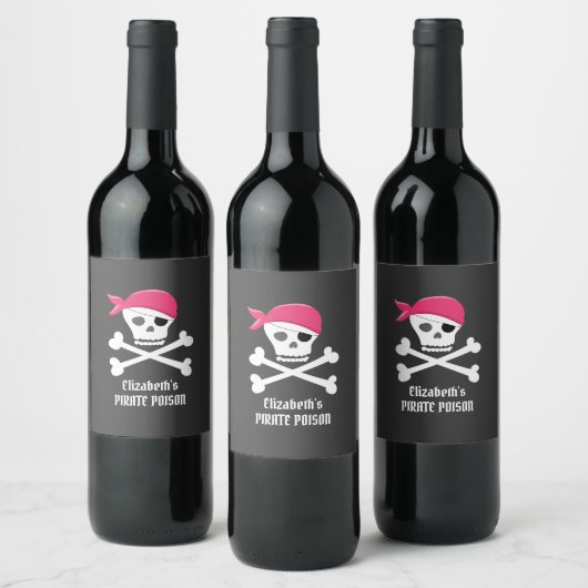 Leuke schedel Crossbones Pirate Poison Gepersonali Wijn Etiket (Flessen)