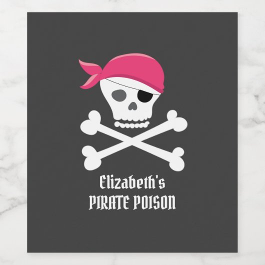 Leuke schedel Crossbones Pirate Poison Gepersonali Wijn Etiket (Enkel label)
