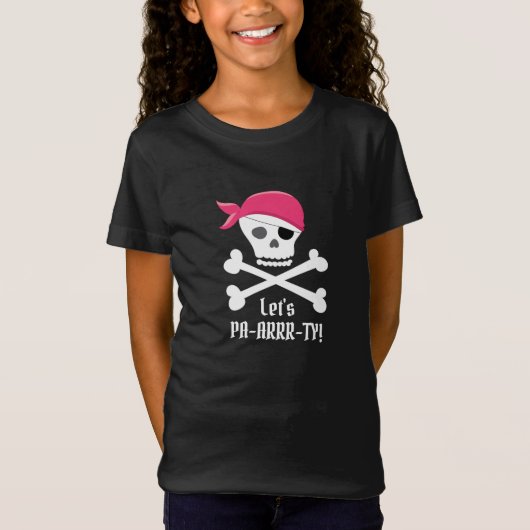 Leuke schedel en Crossbones Pirate Laten we feeste T-shirt (Voorkant)
