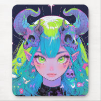 Leuke schedel en hoorns Punk Rock Anime Meisje