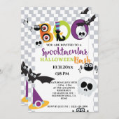 Leuke schedel en vleermuizen Halloween Boo Party Kaart (Voorkant / Achterkant)