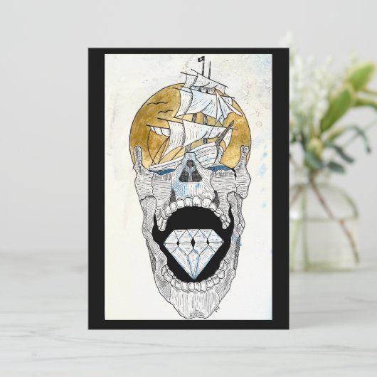 leuke schedel kunst feestdagenkaart (Staand voorkant)