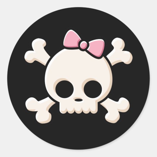 Leuke schedel meisje zwart ronde Sticker (Voorkant)