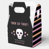 Leuke schedel pastel strepen Halloween Trick Treat Bedankdoosjes (Geopend)